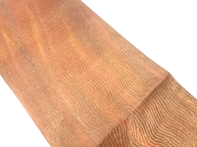 未使用品　ふくれ織よろけ縞模様全通袋帯